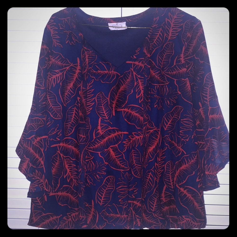 Tropical blue and red Blouse